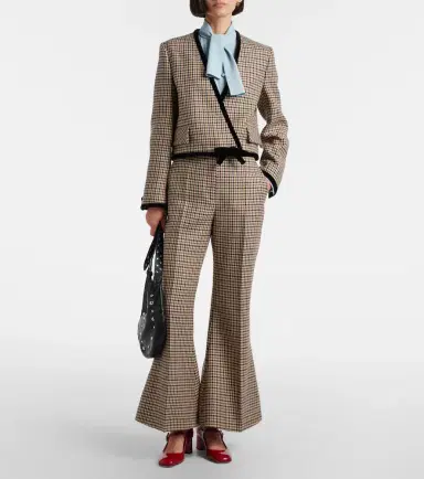 Valentino Houndstooth cropped virgin wool flared pants | Thumbnail 2 Valentino Houndstooth cropped virgin wool flared pants | Thumbnail 2