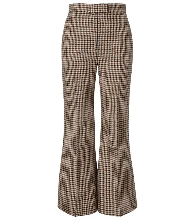 Valentino Houndstooth cropped virgin wool flared pants
