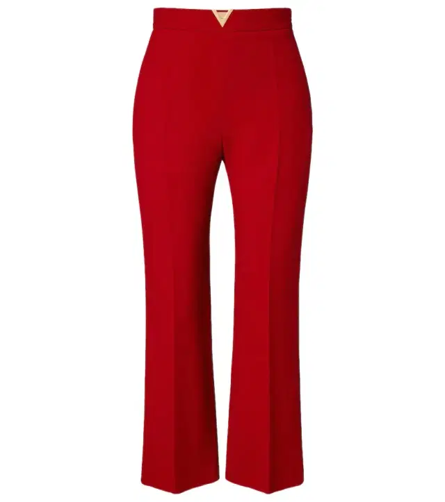 Valentino VLogo cropped virgin wool crêpe straight pants