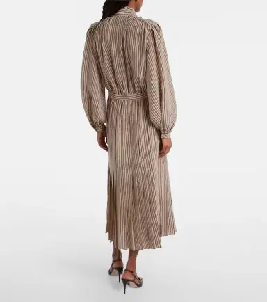 Valentino Striped tie-neck silk midi dress | Thumbnail 3 Valentino Striped tie-neck silk midi dress | Thumbnail 3