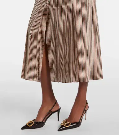 Valentino Striped tie-neck silk midi dress | Thumbnail 5 Valentino Striped tie-neck silk midi dress | Thumbnail 5