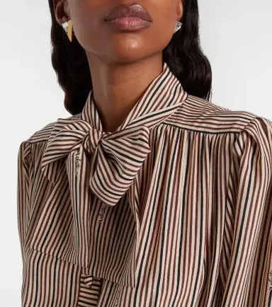 Valentino Striped tie-neck silk midi dress | Thumbnail 6 Valentino Striped tie-neck silk midi dress | Thumbnail 6