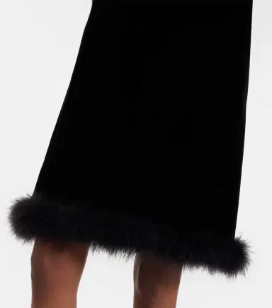 Valentino Embellished feather-trimmed velvet minidress | Thumbnail 3
