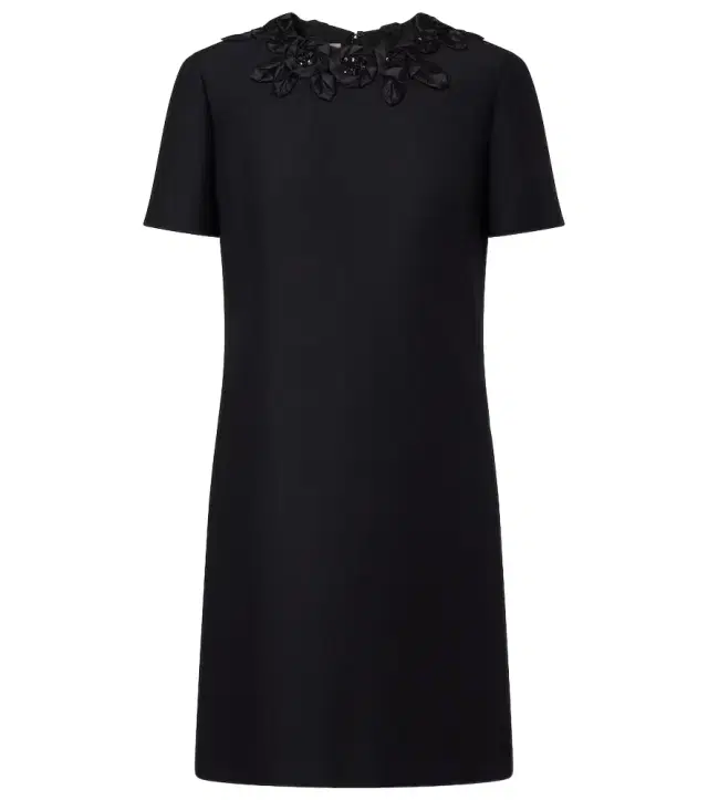 Embellished wool and silk minidress
