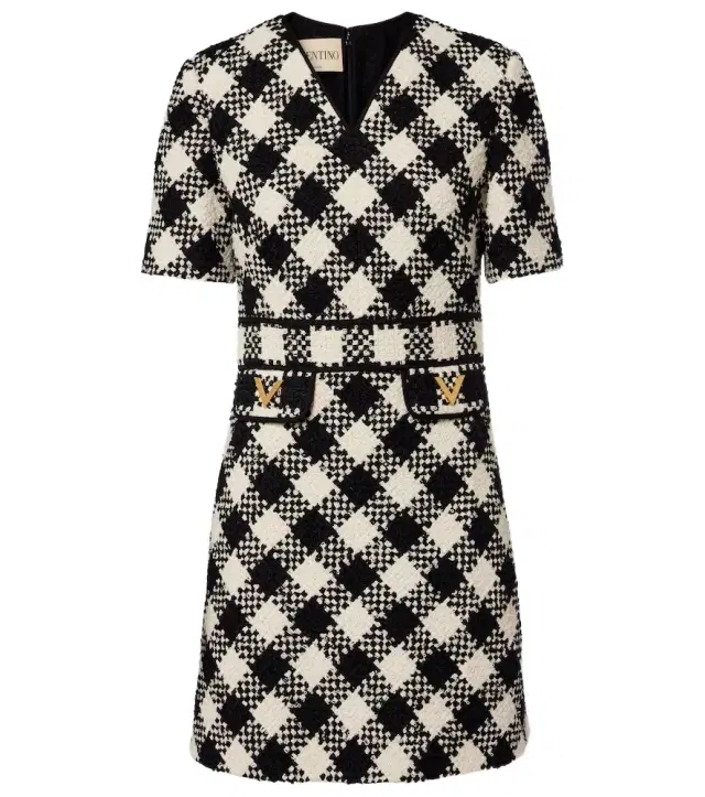 Valentino VGold checked tweed minidress