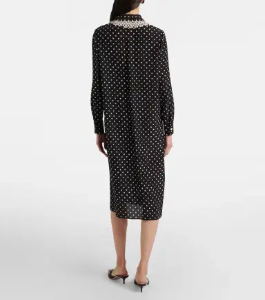 Valentino Polka-dot lace-trimmed silk shirt dress | Thumbnail 2