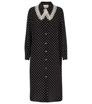Valentino Polka-dot lace-trimmed silk shirt dress | Thumbnail 1