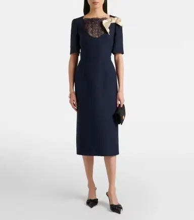 Valentino Crepe Couture bow-detail lace-trimmed midi dress | Thumbnail 2 Valentino Crepe Couture bow-detail lace-trimmed midi dress | Thumbnail 2
