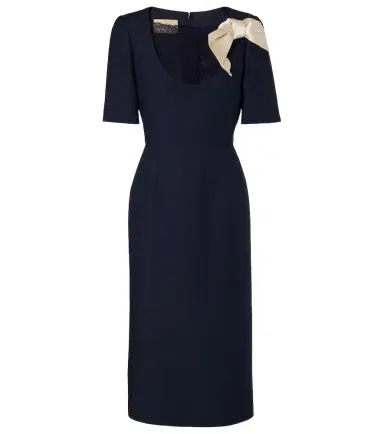 Valentino Crepe Couture bow-detail lace-trimmed midi dress | Thumbnail 1 Valentino Crepe Couture bow-detail lace-trimmed midi dress | Thumbnail 1