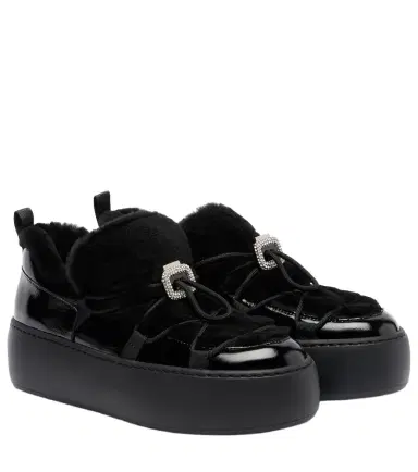 Roger Vivier Viv' Up shearling and patent leather sneakers | Thumbnail 1 Roger Vivier Viv' Up shearling and patent leather sneakers | Thumbnail 1