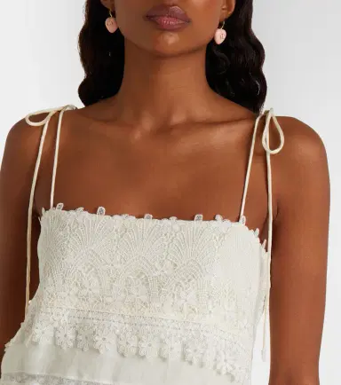 Valentino Lace-trimmed linen midi dress | Thumbnail 4 Valentino Lace-trimmed linen midi dress | Thumbnail 4