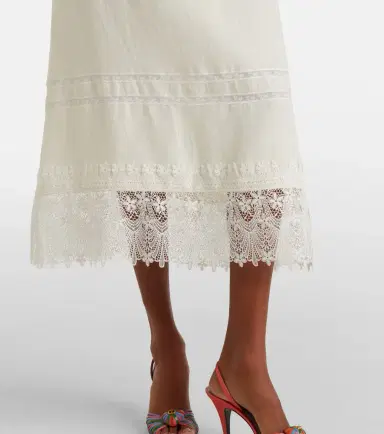 Valentino Lace-trimmed linen midi dress | Thumbnail 5 Valentino Lace-trimmed linen midi dress | Thumbnail 5