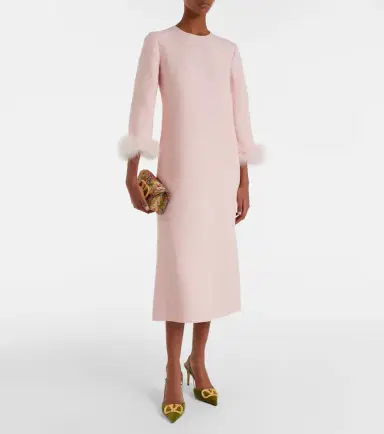 Valentino Crepe Couture feather-trimmed midi dress | Thumbnail 5