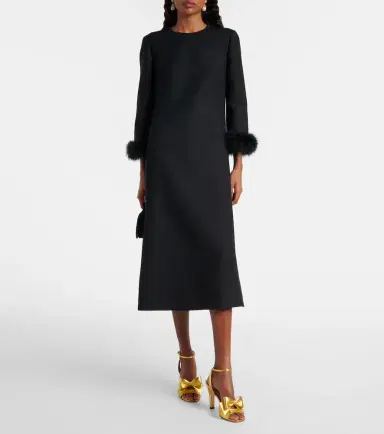 Valentino Crepe Couture feather-trimmed midi dress | Thumbnail 3 Valentino Crepe Couture feather-trimmed midi dress | Thumbnail 3