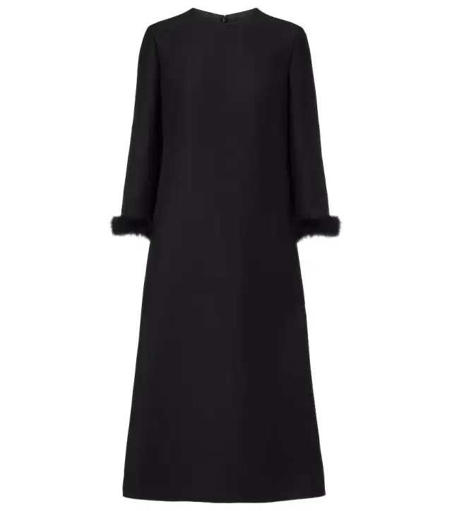 Valentino Crepe Couture feather-trimmed midi dress