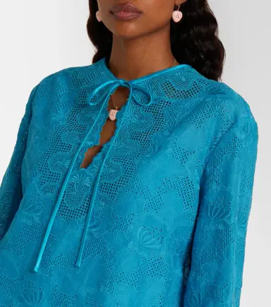 Valentino Broderie anglaise silk-trimmed cotton kaftan | Thumbnail 3 Valentino Broderie anglaise silk-trimmed cotton kaftan | Thumbnail 3
