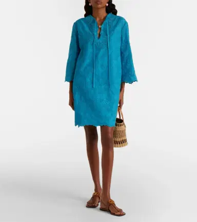 Valentino Broderie anglaise silk-trimmed cotton kaftan | Thumbnail 5 Valentino Broderie anglaise silk-trimmed cotton kaftan | Thumbnail 5