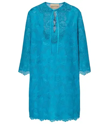 Valentino Broderie anglaise silk-trimmed cotton kaftan | Thumbnail 1 Valentino Broderie anglaise silk-trimmed cotton kaftan | Thumbnail 1