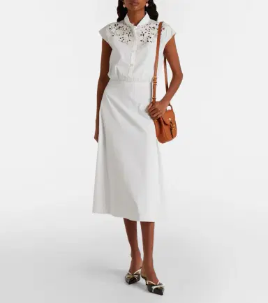 Valentino Guipure lace-trimmed cotton midi dress | Thumbnail 2