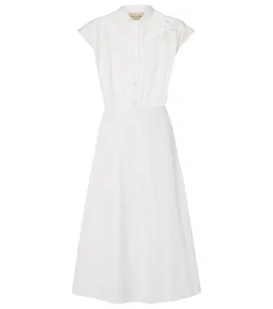 Valentino Guipure lace-trimmed cotton midi dress | Thumbnail 1