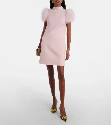 Valentino Feather-trimmed turtleneck Crepe Couture minidress | Thumbnail 4