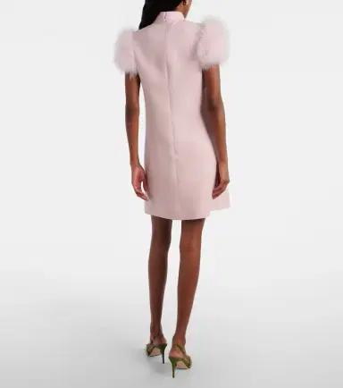 Valentino Feather-trimmed turtleneck Crepe Couture minidress | Thumbnail 5