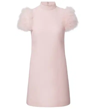 Valentino Feather-trimmed turtleneck Crepe Couture minidress | Thumbnail 1