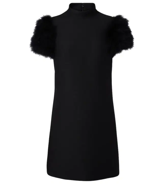 Valentino Crepe Couture feather-trimmed minidress