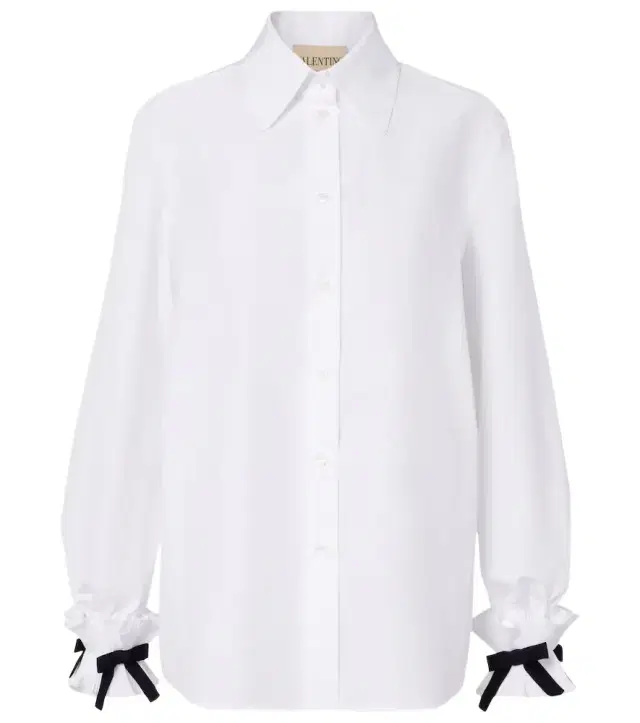 Valentino Bow-detail cotton-blend poplin shirt