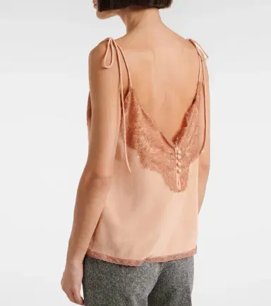 Valentino Lace-trimmed silk crêpe de chine camisole | Thumbnail 3