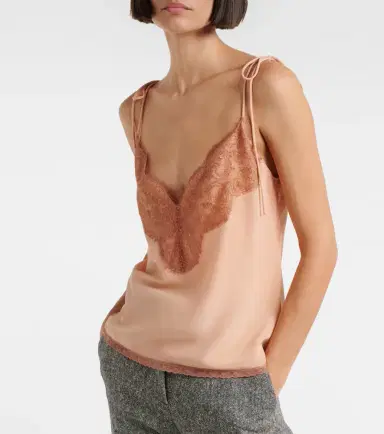 Valentino Lace-trimmed silk crêpe de chine camisole | Thumbnail 5