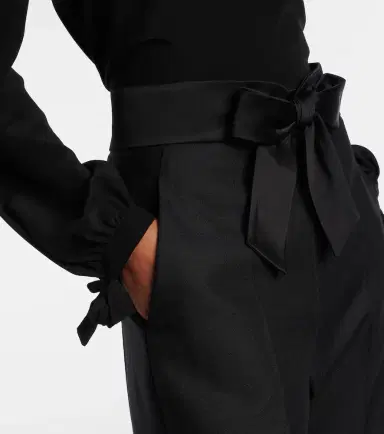 Valentino Bow-detail wool and mohair straight pants | Thumbnail 3 Valentino Bow-detail wool and mohair straight pants | Thumbnail 3
