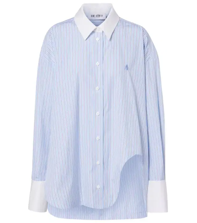 Striped asymmetric cotton shirt