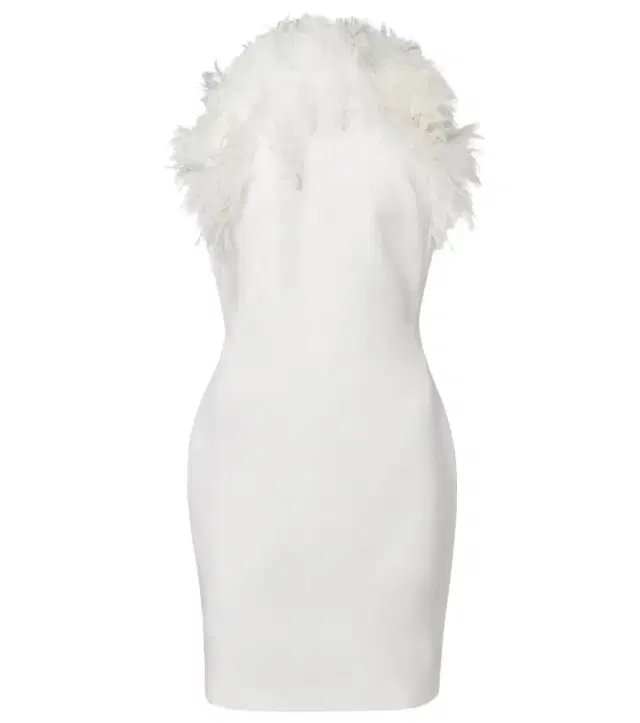 Feather-trimmed cady minidress