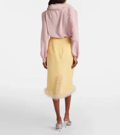 Valentino Crepe Couture feather-trimmed pencil skirt | Thumbnail 4