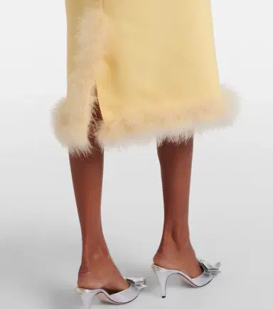 Valentino Crepe Couture feather-trimmed pencil skirt | Thumbnail 5