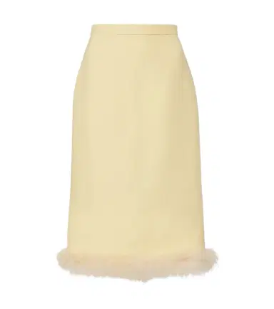 Valentino Crepe Couture feather-trimmed pencil skirt | Thumbnail 1