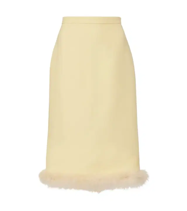 Valentino Crepe Couture feather-trimmed pencil skirt