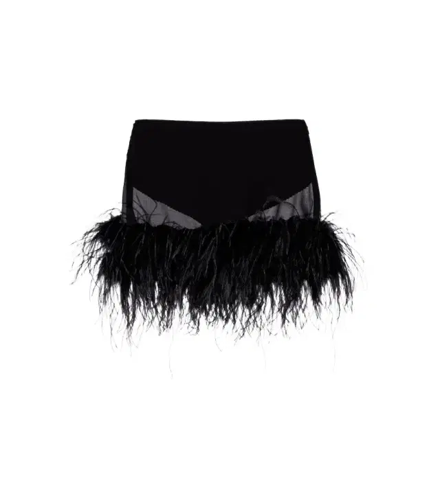 The Attico Sheer feather-trimmed miniskirt