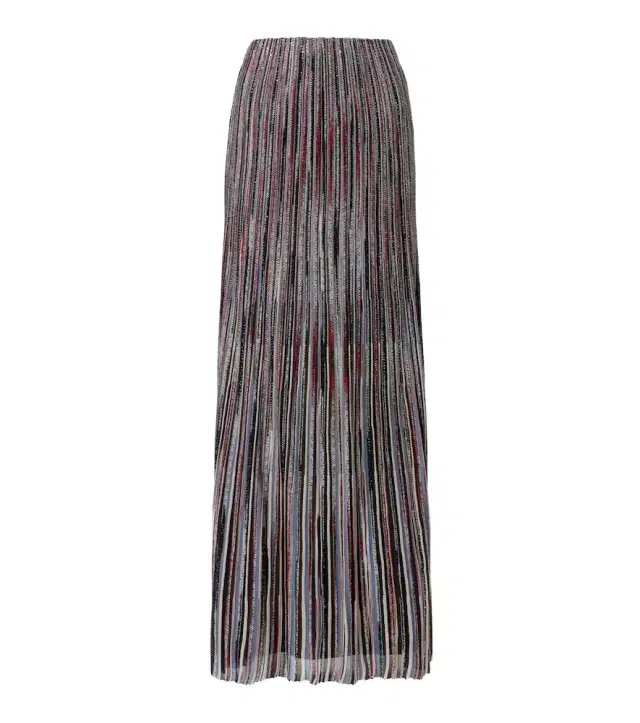 Striped lamé maxi skirt
