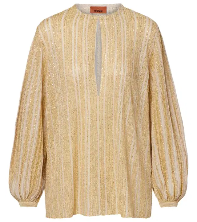 Cutout lamé blouse