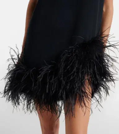 The Attico Ribbed-knit feather-trimmed cotton minidress | Thumbnail 2 The Attico Ribbed-knit feather-trimmed cotton minidress | Thumbnail 2