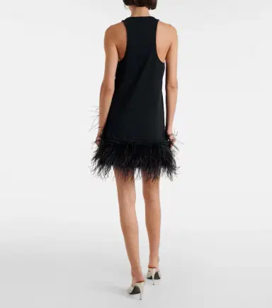 The Attico Ribbed-knit feather-trimmed cotton minidress | Thumbnail 3 The Attico Ribbed-knit feather-trimmed cotton minidress | Thumbnail 3