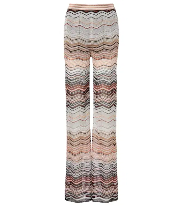 Zigzag lamé wide-leg pants