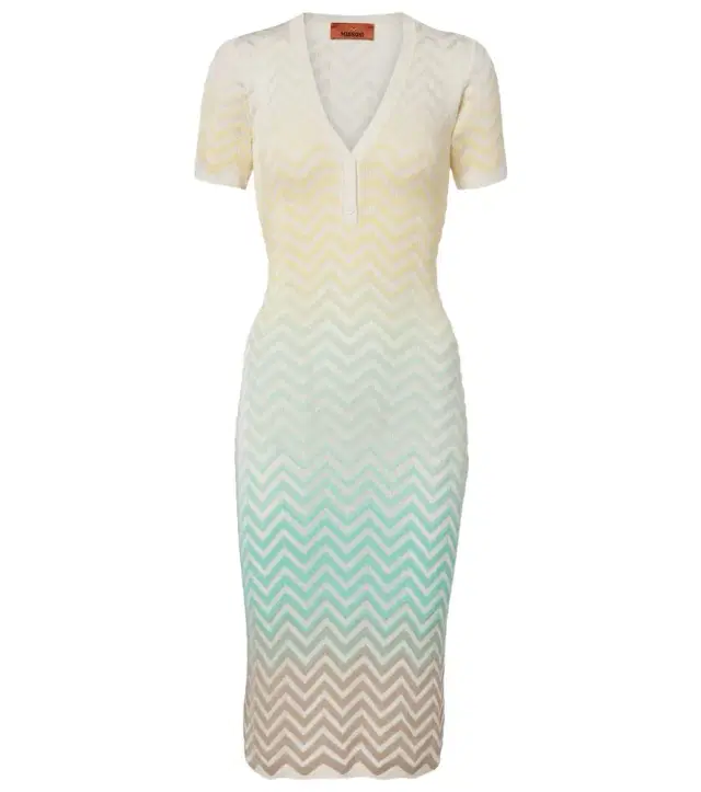 Missoni Zigzag knitted cotton-blend midi dress
