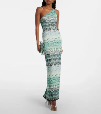 Missoni Zigzag one-shoulder lamé maxi dress | Thumbnail 2 Missoni Zigzag one-shoulder lamé maxi dress | Thumbnail 2