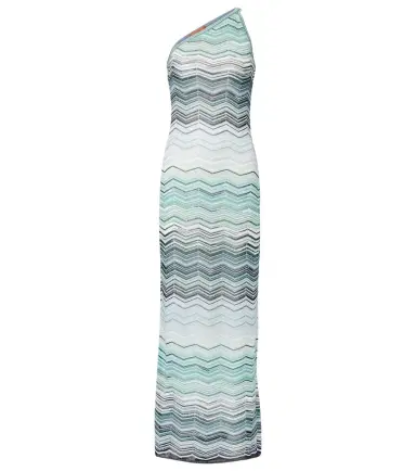Missoni Zigzag one-shoulder lamé maxi dress | Thumbnail 1 Missoni Zigzag one-shoulder lamé maxi dress | Thumbnail 1
