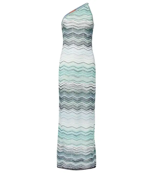 Missoni Zigzag one-shoulder lamé maxi dress