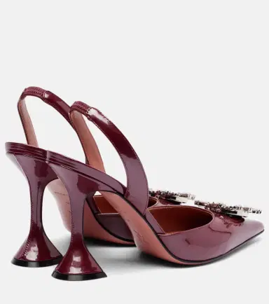 Amina Muaddi Begum 95 patent leather slingback pumps | Thumbnail 3