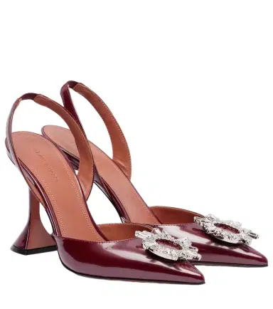 Amina Muaddi Begum 95 patent leather slingback pumps | Thumbnail 1